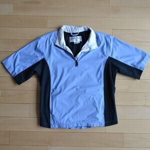 FootJoy DryJoys Short Sleeve Pullover Windbreaker Rain Jacket Size Small Blue